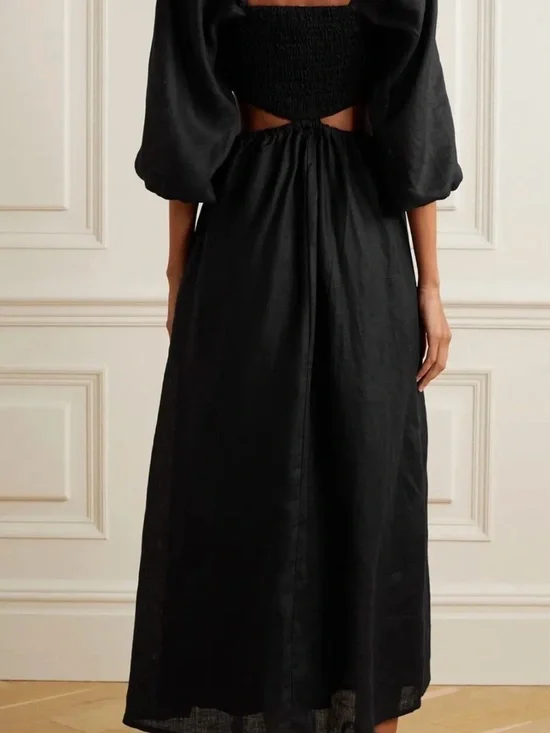 Faithfull the Brand Black Cutout Maxi with Puff Sleeves - Picture 2 of 9